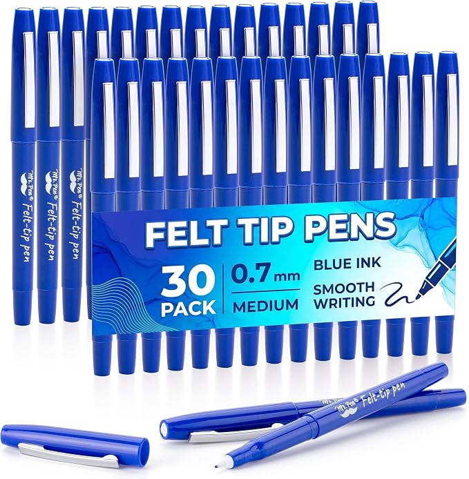Mr. Pen- Felt Tip Pens, 30 Pack, 0.7 mm, Fast Dry | No Smear, Planner Markers by MrPen