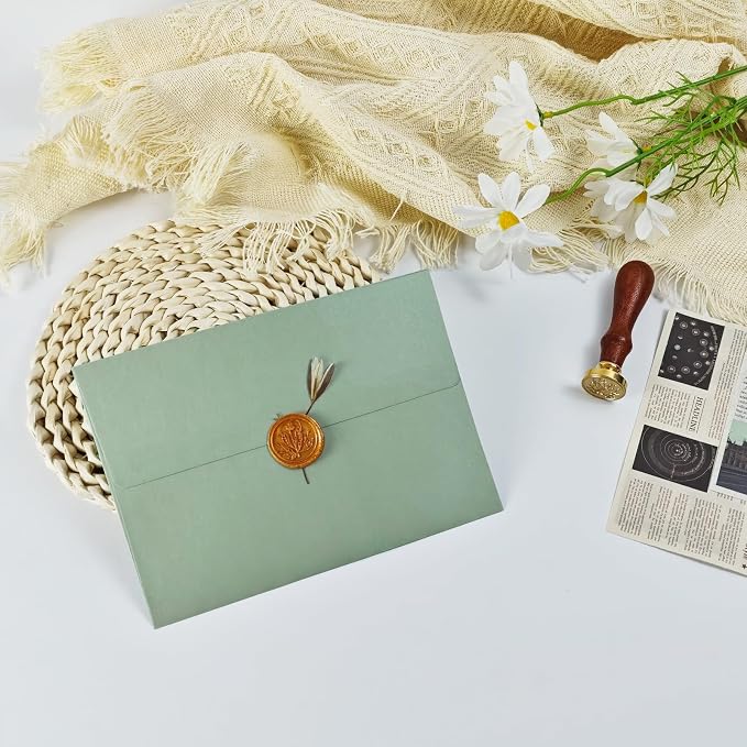 YINUOYOUJIA 50 Packs Sage Green A7 Envelopes, 5x7 Envelopes - Image 6