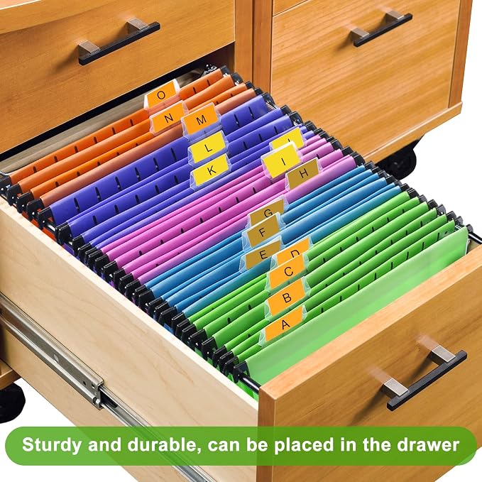 24-Pack Plastic Hanging File Folders Letter Size Expandable | Sturdy Document - Image 8