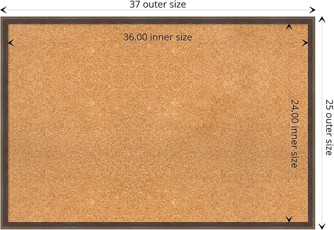 Amanti Art Natural Cork Board for Wall, 25x37 Vision Board with Brown Wood Frame, Large Corkboard Office Decor for Home Organization, Modern Contemporary Corkboard Pinboard to display items for home-DeskLoop Office