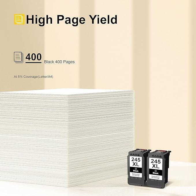 245XL Ink Cartridge Replacement for Canon 245XL Black Ink PG-245XL 245 XL PG-243 243XL for Pixma TR4520 TR4527 MX492 MX490 MG2522 MG2525 MG2920 TS202 TS302 TS3320 TS3322 MG2420 IP2820 (2 Black)-DeskLoop Office