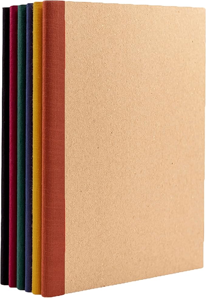 PAPERAGE 6-Pack Composition Notebook Journals, 120 Pages, Kraft Cover by PAPERAGE