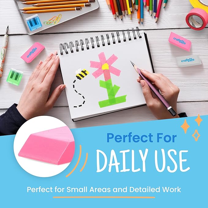 Pink Erasers Bulk 100 Pack - Large Latex- Free Bulk Erasers for Kids, Classroom, and School Supplies - Ideal for Pencils and Drawing - Teacher Supplies - Borradores Escolares-DeskLoop Office