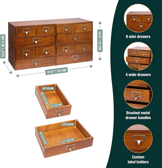 Stackable Modular 4-Pack Vintage Desktop Apothecary Cabinet w/ 12 Drawers - Image 3