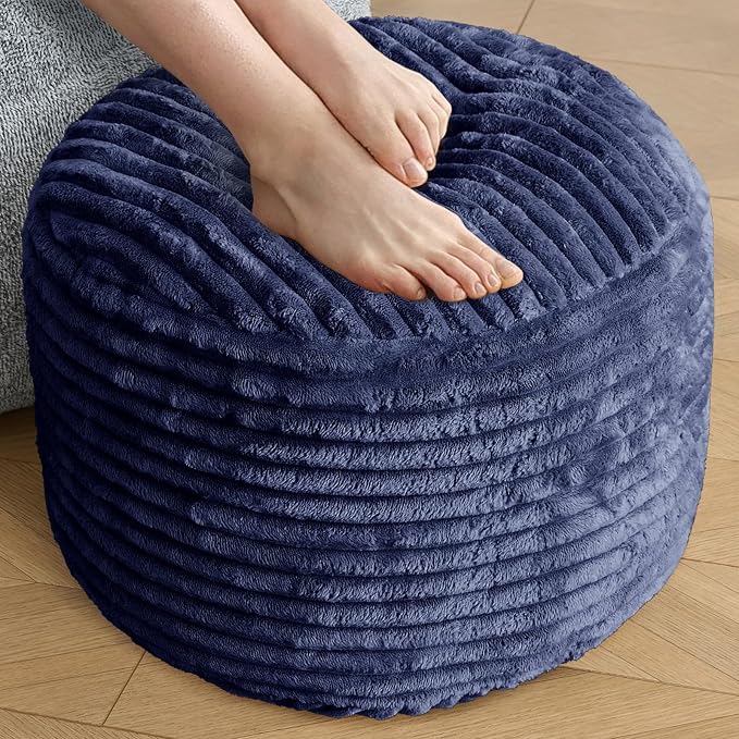SHOUREN Stuffed Round Ottoman, Corduroy Pouf Ottoman Foot Rest by SHOUREN