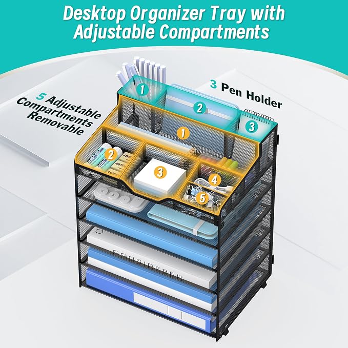 6 Tier Mesh Desk Organizer - Image 5