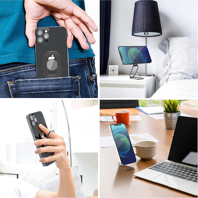 Phone Ring Holder Finger Kickstand, Upgraded 360° Rotation Metal Phone Grip - Image 2