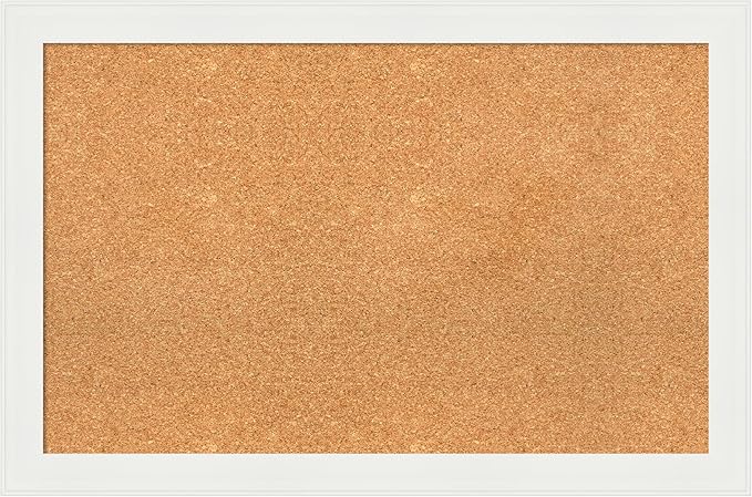Amanti Art Natural Cork Board for Wall, 23x35 Vision Board with White Frame, Large Corkboard Office Decor for Home Organization, Casual Corkboard Pinboard to Display Items for Home Organization in-DeskLoop Office