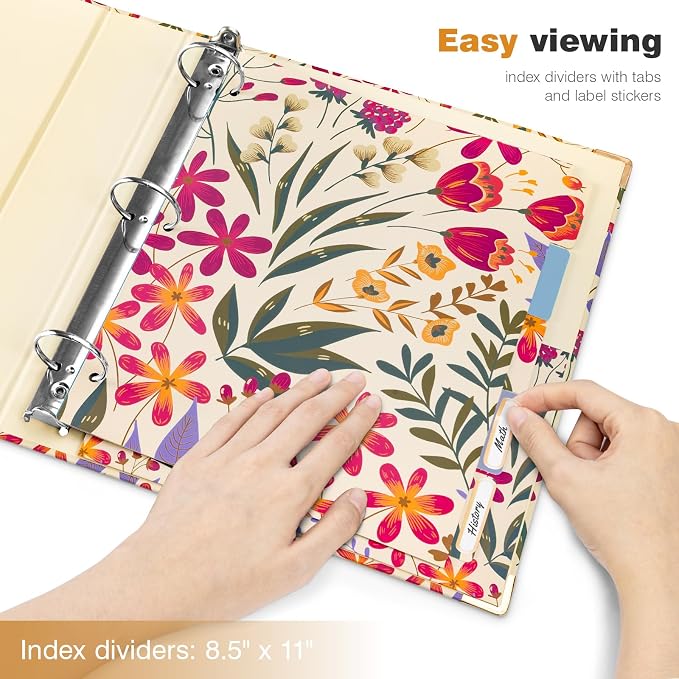 Ospelelf 3 Ring Binder, 1.5 Inch, Cute Floral Binder - Image 6
