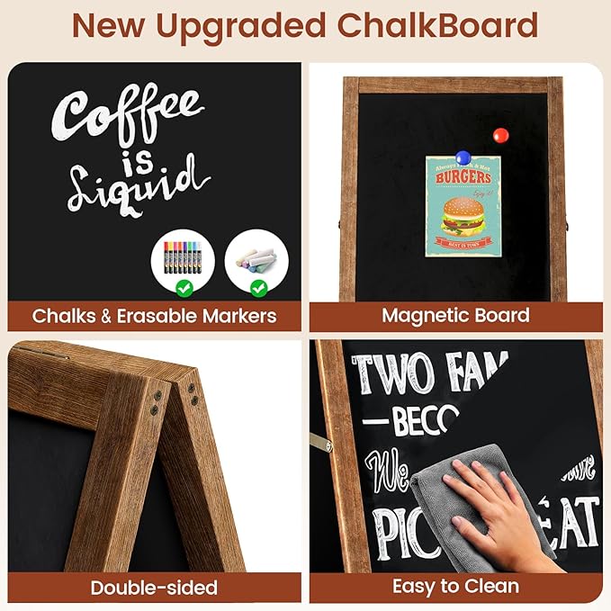 Chezerra A Frame Chalkboard Sign, Wooden Standing ChalkBoards Set - Image 3