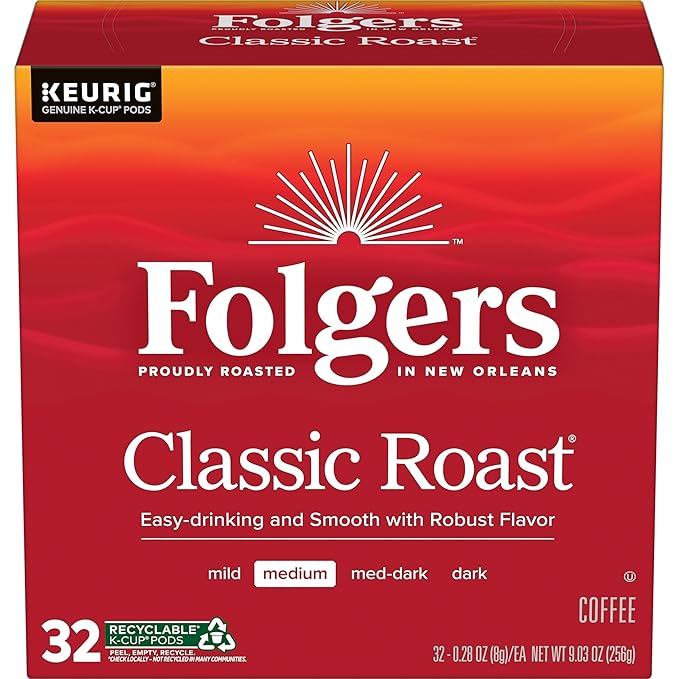 Folgers Classic Roast Medium Roast Coffee, 128 Keurig K-Cup Pods-DeskLoop Office