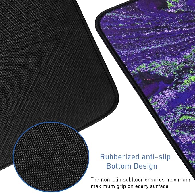 Large Mouse Pad with Stitched Edges, Durable Non-Slip Natural Rubber Base - Image 3