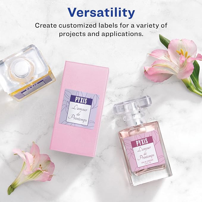 Avery Printable Square Labels, Matte White, Laser & Inkjet Compatible, and More - Image 2