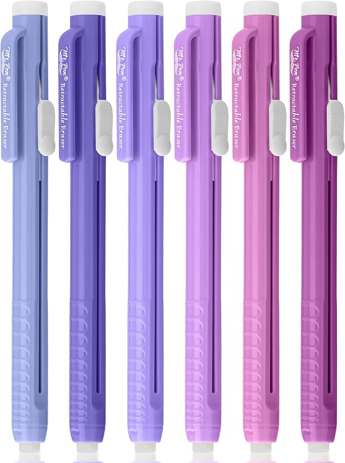 Mr. Pen- Retractable Mechanical Eraser Pens, 6 Pack, Twilight Colors | by MrPen
