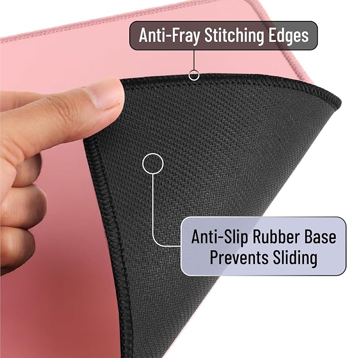 Mr. Pen- Mouse Pad with Anti-Fray Stitched Edges, 12.5"x 10.5", 2 Pack | Pink - Image 3