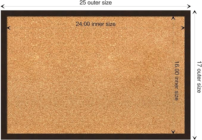 Amanti Art Natural Cork Board for Wall, 17x25 Vision Board with Brown Wood Frame, Medium Corkboard Office Decor for Home Organization, Rustic Farmhouse Corkboard Pinboard to display items for home-DeskLoop Office