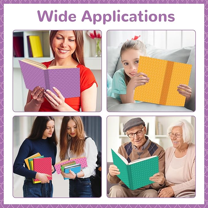 Jumbo Book Covers 8 Pack Reusable Fabric Book Cover Protective Books Covers 9 x 11 Inch Colorful Plaid Stretchable Books Sleeve Cover with Sticker for Most Hardcover Textbooks Up to 10 x 12.5 Inch-DeskLoop Office