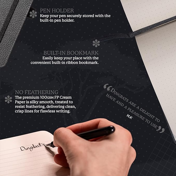 Dingbats* Wildlife Plain Writing Journal Notebook A5 - Vegan Leather Hardcover - Ideal for Work, Travel - Pocket, Elastic Closure, & Bookmark-DeskLoop Office