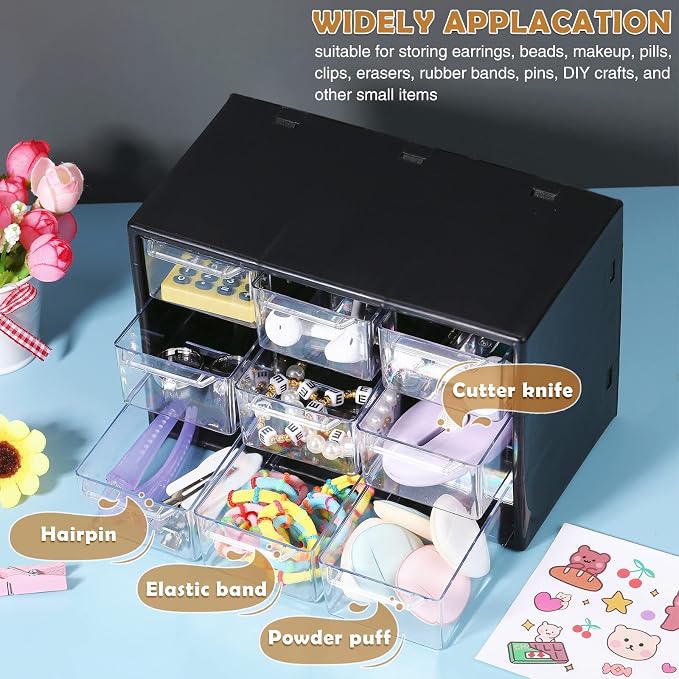 Rtteri 9 Pieces Mini Drawer Organizer Plastic Desktop Storage Box Desk Craft - Image 5