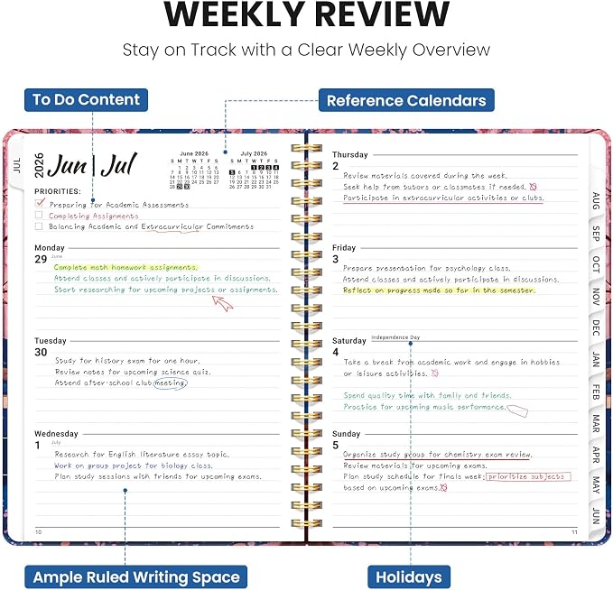 Planner 2026-2027, Hardcover Monthly and Weekly Academic Planner July 2026 - Image 3