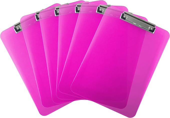 Trade Quest Plastic Clipboard Transparent Color Letter Size Low Profile Clip by Trade+Quest+Global+Corp