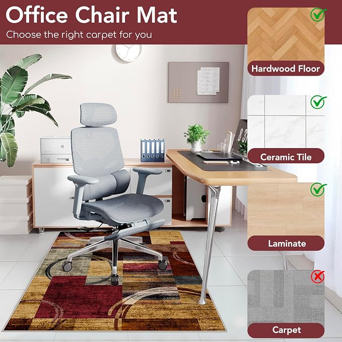 Office Chair Mat for Hardwood Floor&Tile Floor, Under Desk Rug for Rolling - Image 3