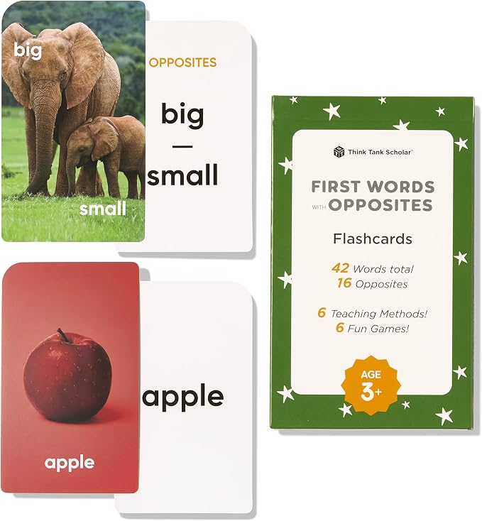Award-Winning First Words & Opposites Flash Cards by ThinkTankScholar