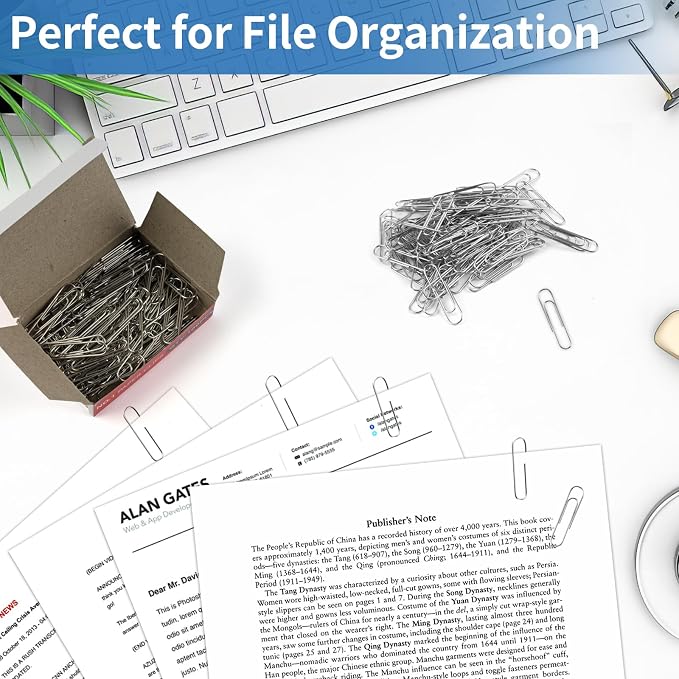 800 Pcs Medium Paper Clips, #1 Smooth Paperclips - Image 6
