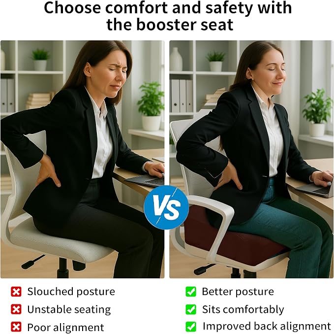 6" Extra Thick Memory Foam Office Chair Cushion – 2-Layer Booster Seat - Image 7