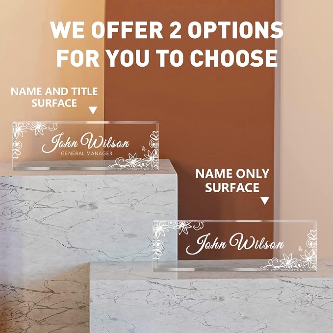Personalized Desk Name Plate, Custom Acrylic Glass Name Plates - Image 3