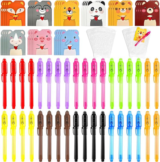36PCS Invisible Ink Pens with UV Light, Spy Pens with Animal Cards & Goodie Bags, Party Favors for Kids 8-12, Classroom Prizes, Stocking Stuffers-DeskLoop Office