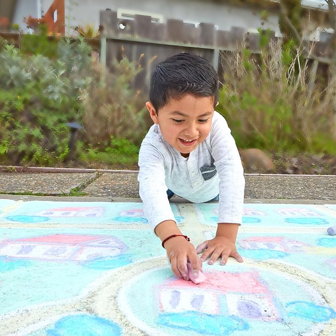 Colorations Sidewalk Chalk – 50pc 4” x 1” Washable, Bright Colored Chalk Set – Fun Kid Art Colors & Patterns – Draw on Classroom Chalkboard or Outdoor Playground – Jumbo Bulk-DeskLoop Office