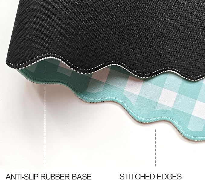 Scalloped‌ Teal Green Checkered Desk Mat Cute Pastel Large Gaming Mouse Pad - Image 5