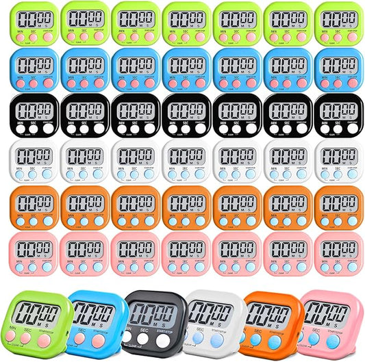 48 Pcs Digital Kitchen Timer Bulk, Small Magnetic Backing Stand Timer, Large by Unknown