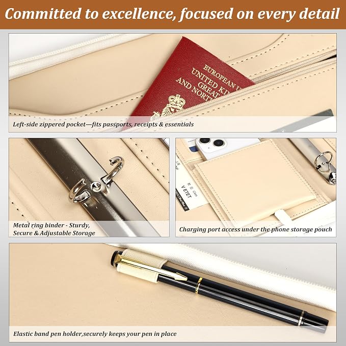Leathario Portfolio Binder, Includes 5 Folder Index Dividers and 3 Notepads - Image 5