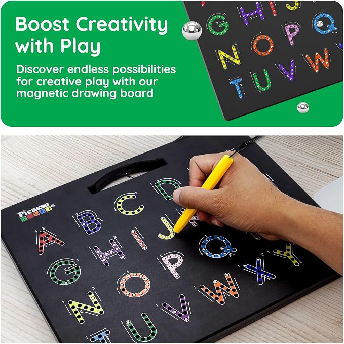 PicassoTiles Double-Sided 2-in-1 Upper & Lower Case ABC Magnetic Drawing Board - Image 6