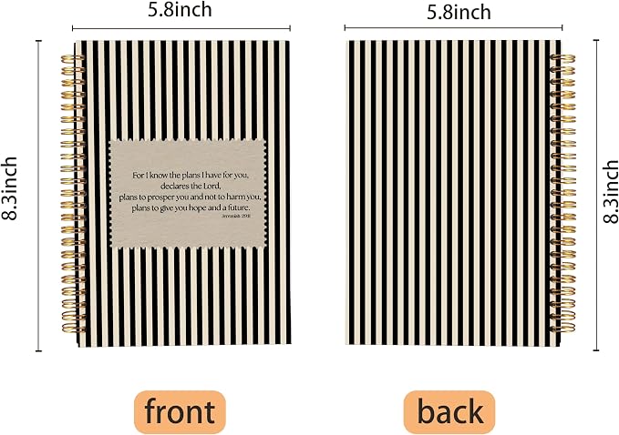 Ecezatik Black Beige Striped Christian Notebook Journal, - Image 5