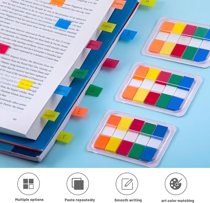 Golcellia 300 Pcs Sticky Tabs Bible Tabs, Writable Repositionable Book Tabs - Image 7