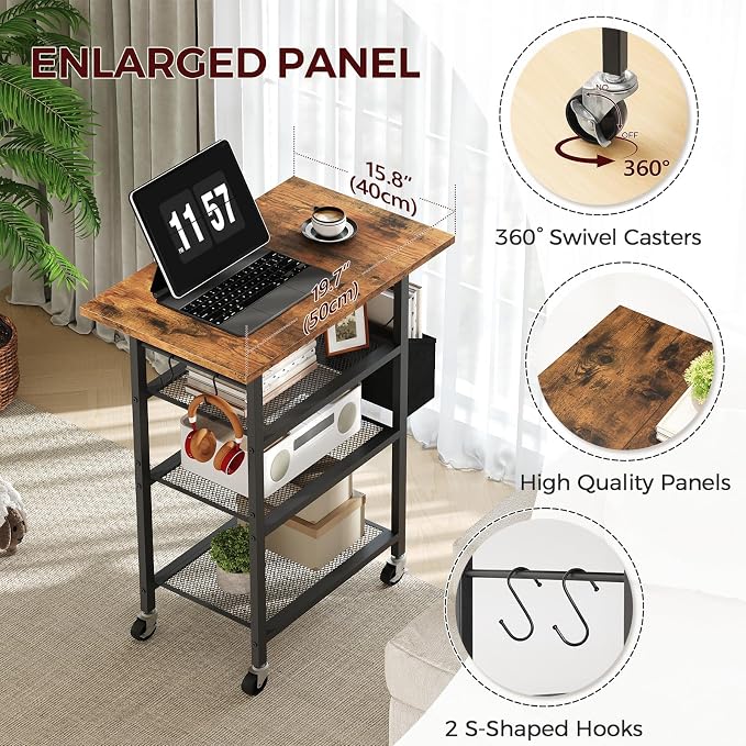 MAHANCRIS 4-Tier Printer Stand, Rolling Printer Table on Wheels, Industrial - Image 4