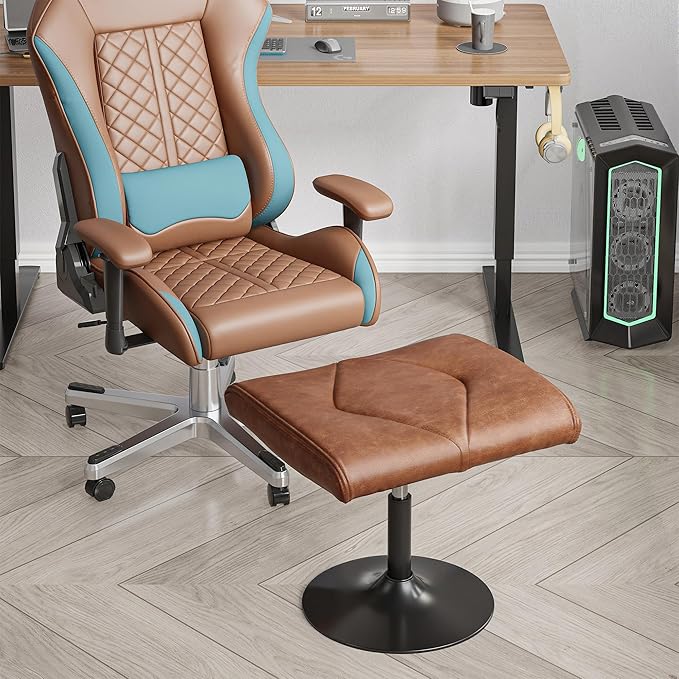 VECELO Foot Rest Under Desk Ottoman, PU Height Adjustable Footrest - Image 5