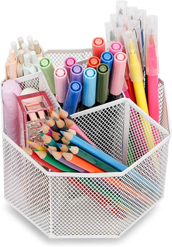 Exerz Desk Organiser/Mesh Desk Tidy Candy/Pen Holder/Multifunctional Organiser 360 Rotating-DeskLoop Office