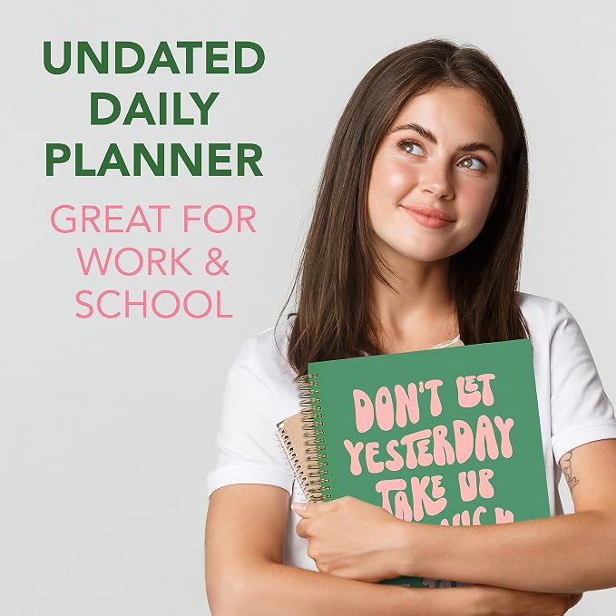 Undated Daily Planner Notebook 7.75x10, Cute Planner Notebook, Large Hardcover - Image 3