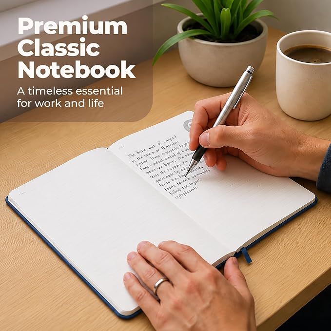 A5 Lined Leather Bound Writing Journal Blue Notebook 300 Pages 5.8x8.3" | - Image 2