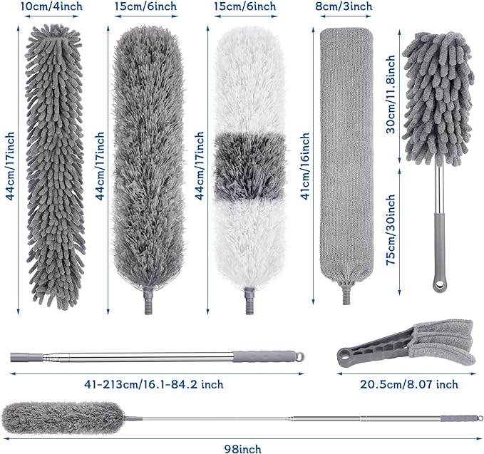 9PCS Dusters for Cleaning, Extendable Microfiber Duster - Image 2