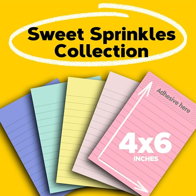 Post-it Sticky Notes, 4x6 in, Sweet Sprinkles | 100% Recycled Material | Clean - Image 2