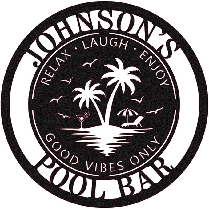 Personalized LED Metal Pool Bar Sign, Poolside Neon Bar Signs by HYTSIGN