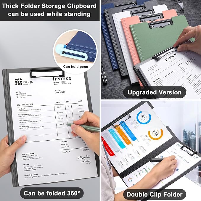 SFLHHDM 2 PCS Clipboards Foldable, Folding 360°Cover Folder Clipboard, Plastic - Image 7