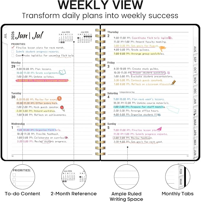 8.5" x 11" Academic Planner 2026-2027, Weekly & Monthly Calendar Planner Book - Image 3