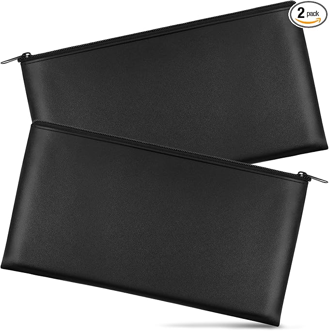 2 Pieces Money Bags with Zipper, 11x6.1 inch Money Pouch, Bank Bag, Cash Bag by Joyberg