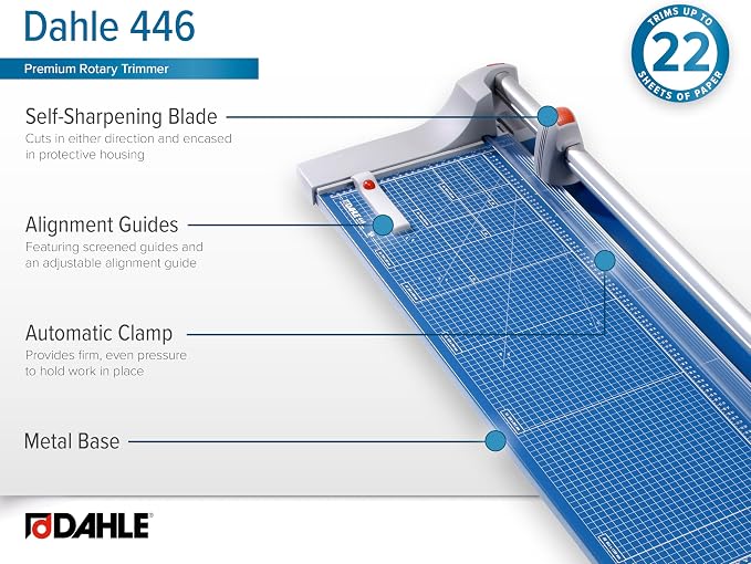 Dahle 446 Premium Rotary Trimmer, 25 Sheet Capacity, Self-Sharpening, Automatic - Image 5